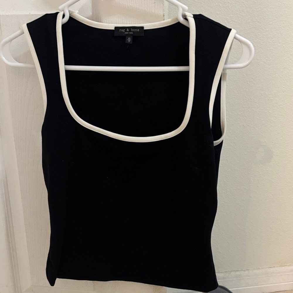 Rag & Bone Black Tank Top with White Trim